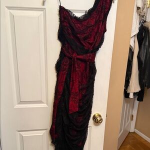 Chic One Shoulder Black and Red Dress